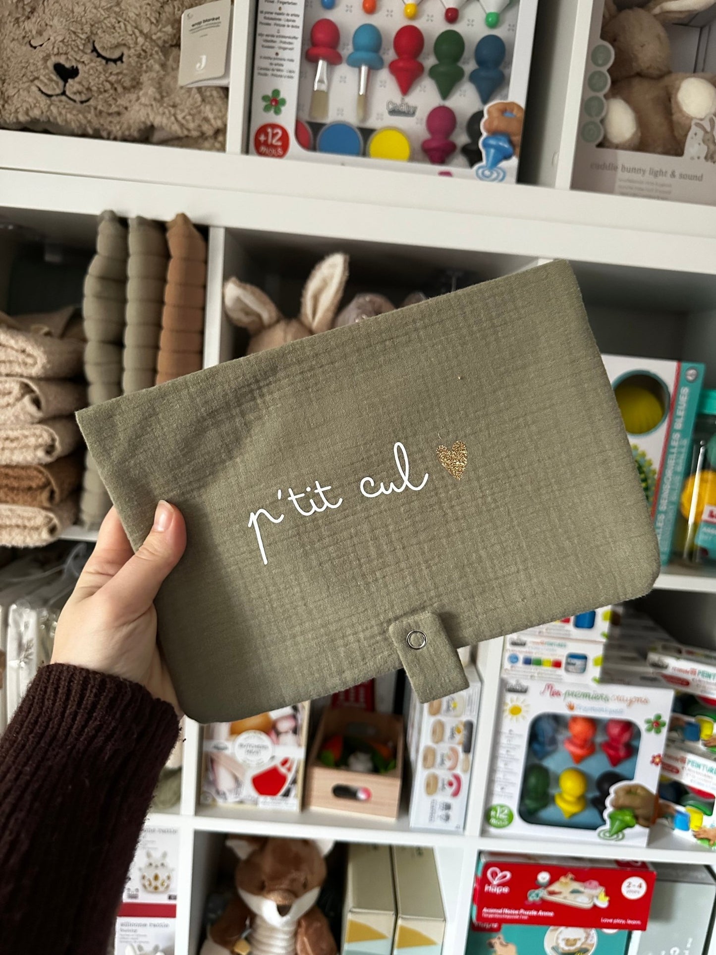 Pochette range - couche - verte - Les ptites soeurs