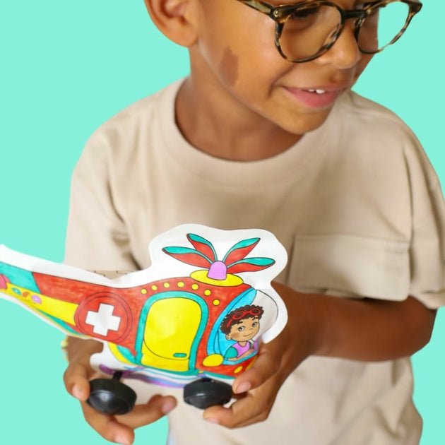 Coloriages gonflables - avion & hélico - Les ptites soeurs