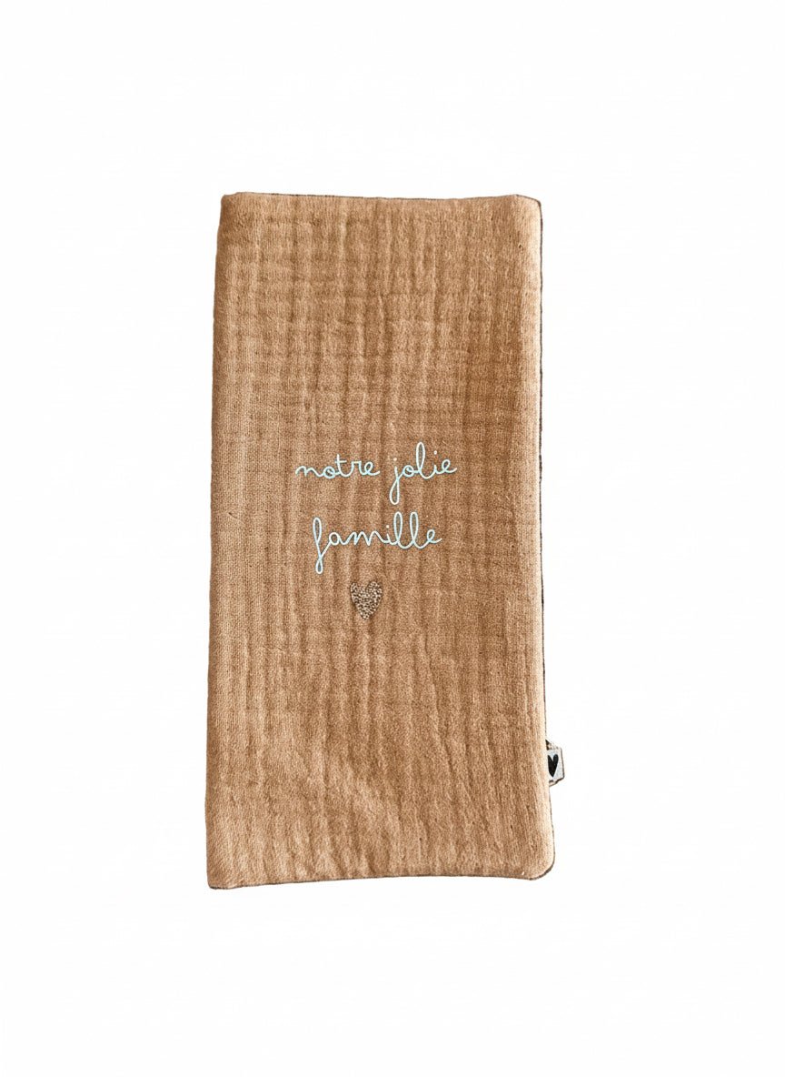 Protège livret de famille - gaze Camel - Les ptites soeurs