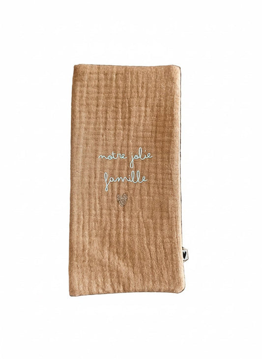 Protège livret de famille - gaze Camel - Les ptites soeurs