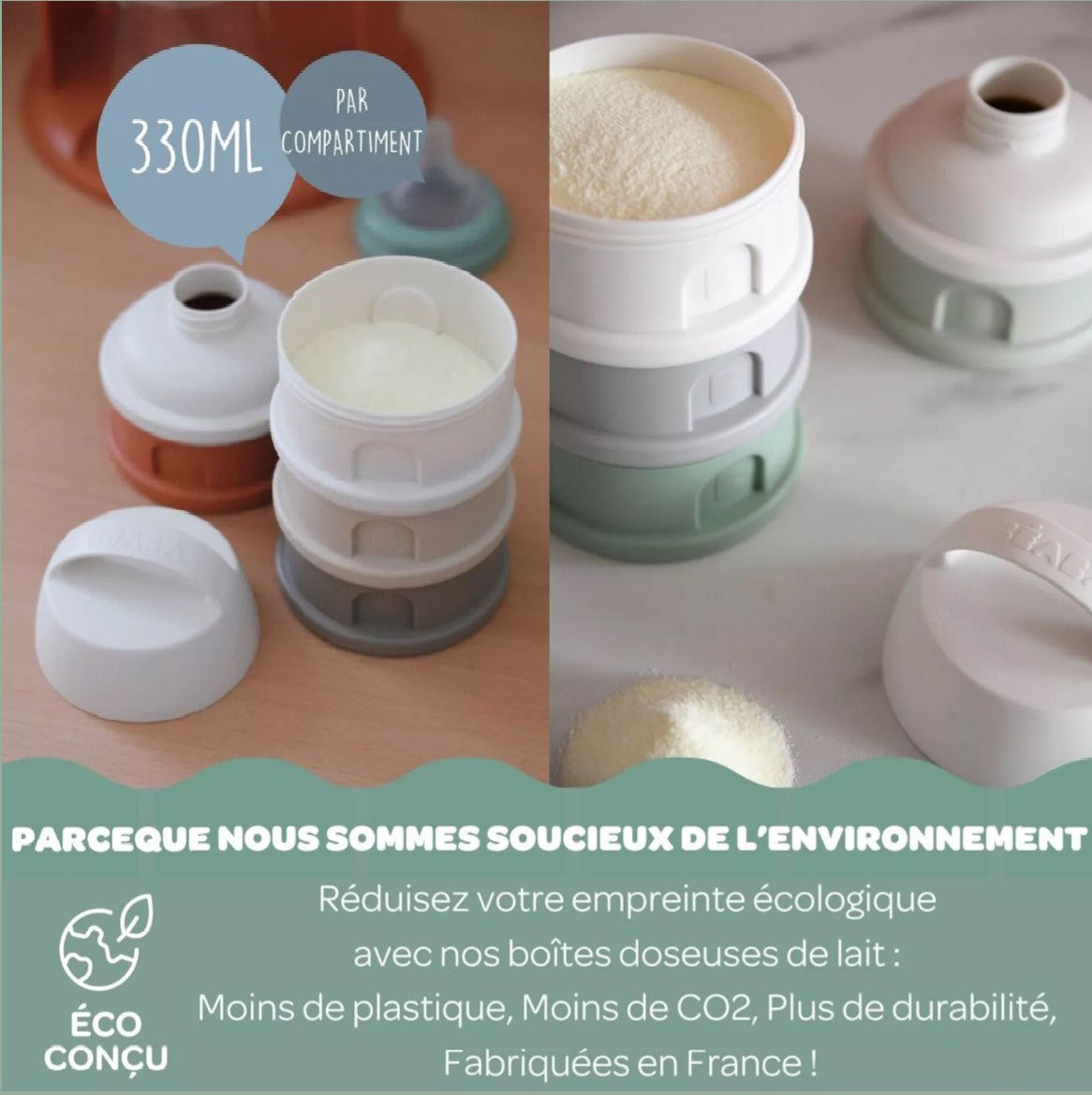 Boîte doseuse - 4 compartiments - Cotton white/Terracotta - Les ptites soeurs