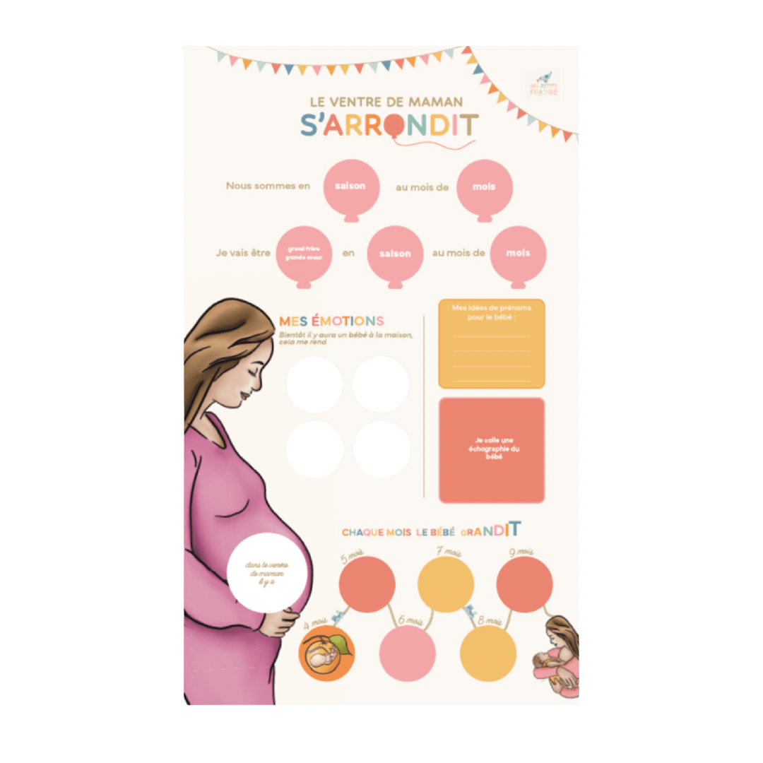 "Le ventre de maman s'arrondit" - Calendrier grossesse pour enfant - Les ptites soeurs