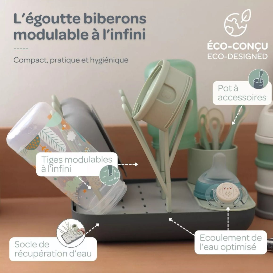Égoutte biberons Forêt - Misty/Mineral - Les ptites soeurs