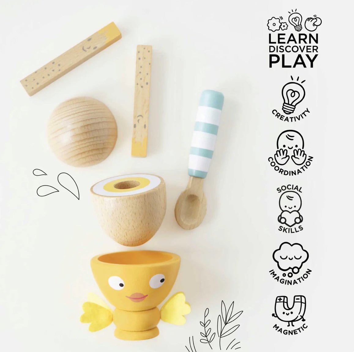 Dinette en bois - oeuf à la coque - Les ptites soeurs