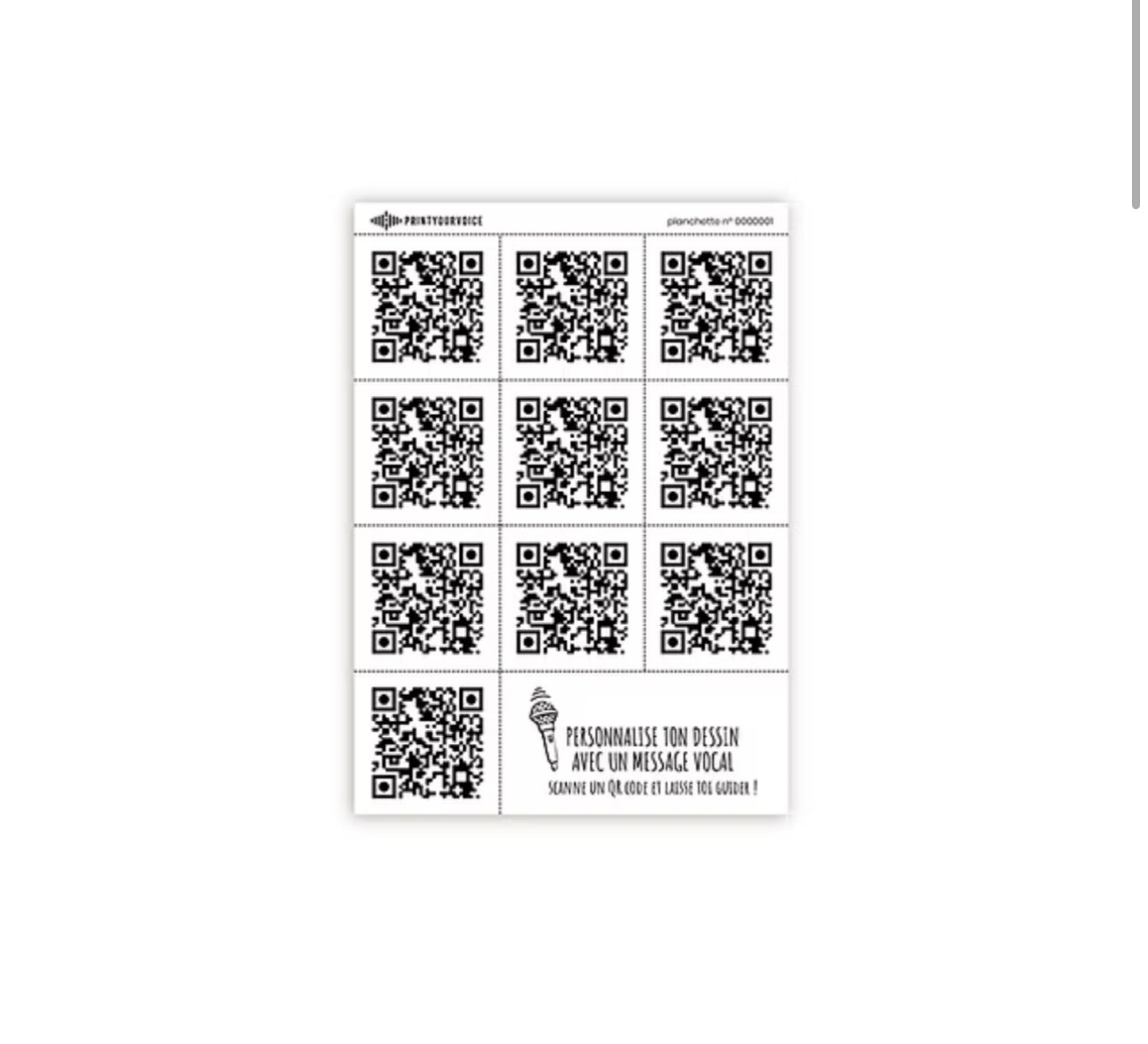 Planchette de 10 QR Code - enregistrements vocaux - Les ptites soeurs