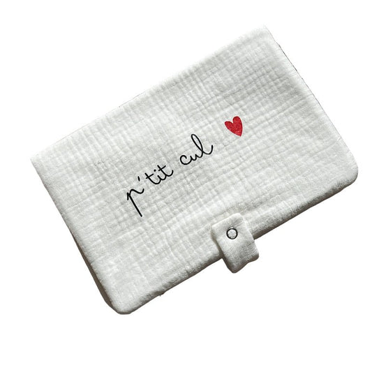 Pochette range couche en gaze de coton « p’tit cul » - Les ptites soeurs