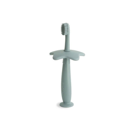Brosse à dents d'apprentissage en silicone - cambridge blue - Les ptites soeurs