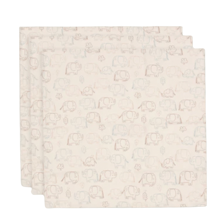 Lange gaze de coton small - Elephant Tales lot de 3 - Les ptites soeurs