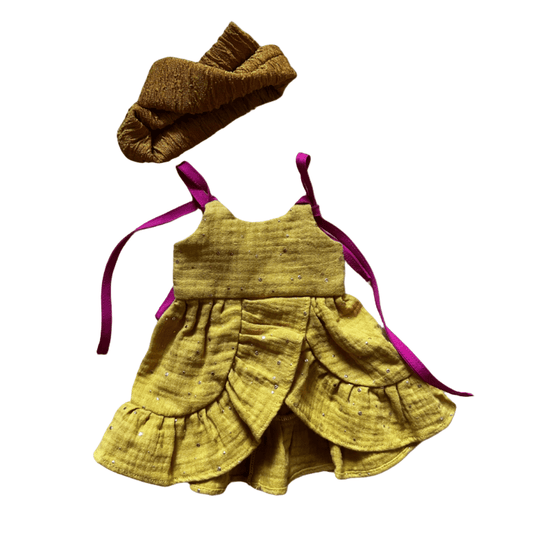 Tenue pour poupée - robe ocre - Les ptites soeurs