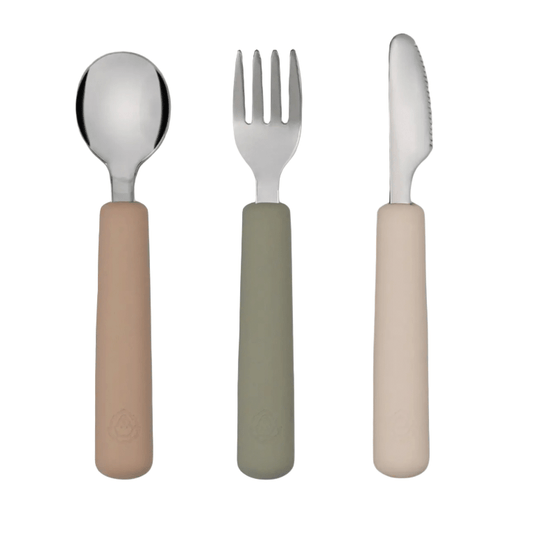 Couverts x 3 Fourchette/Cuillère/Couteau (Taupe/Sauge/Ivoire) - Les ptites soeurs