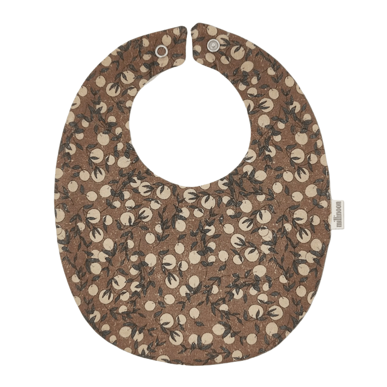 Bavoir maille de coton bio Clémentine marron - Les ptites soeurs