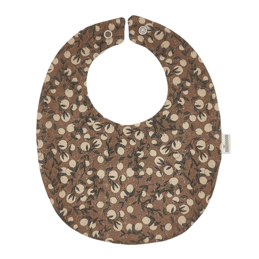 Bavoir maille de coton bio Clémentine marron - Les ptites soeurs
