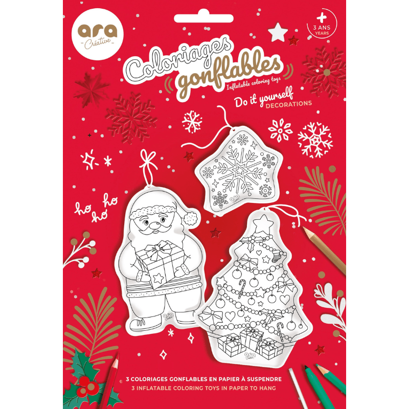 Noël – 3 coloriages gonflables à suspendre - Les ptites soeurs