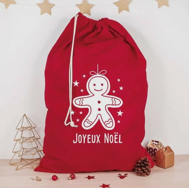 Hotte rouge de Noël - Bonhomme en pain d'épice - Les ptites soeurs