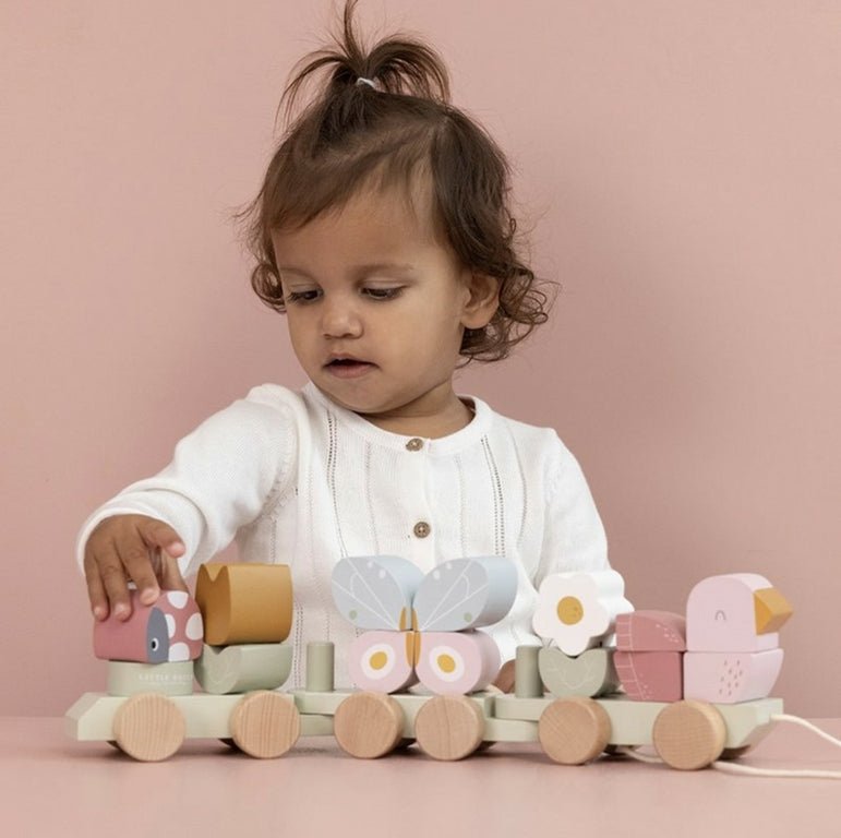 Train à Blocs Flowers & Butterflies - Les ptites soeurs