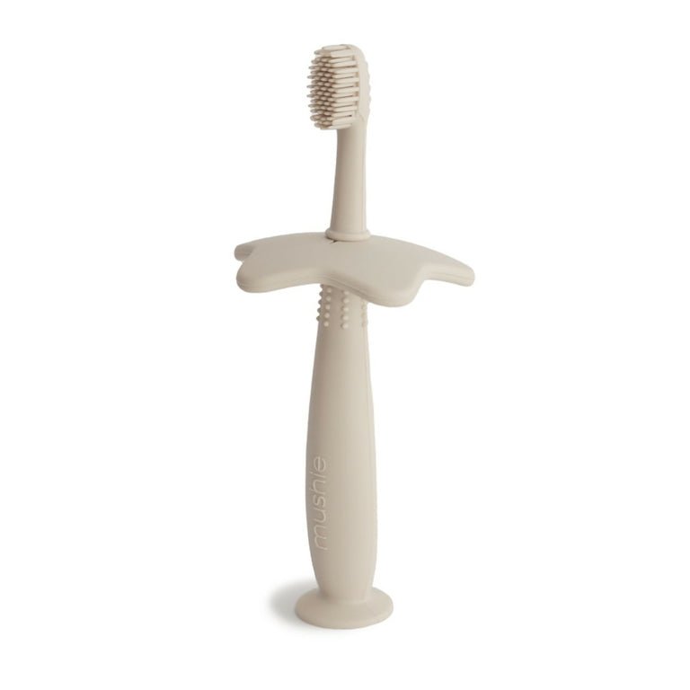 Brosse à dents d'apprentissage en silicone - sable - Les ptites soeurs