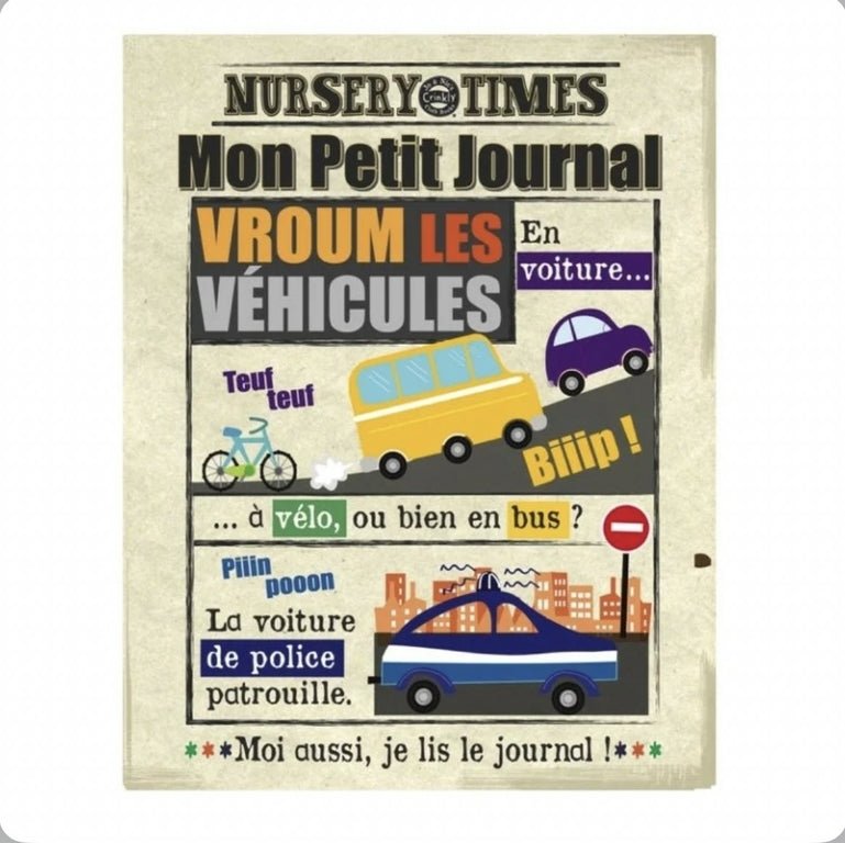 Journal bébé en tissu - véhicules - Les ptites soeurs