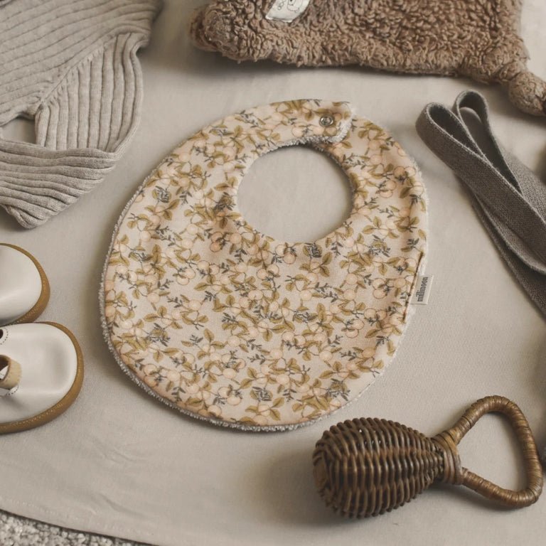 Bavoir coton bio - orangeraie - Les ptites soeurs