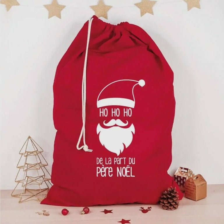 Hotte de Noël rouge Père Noël - Les ptites soeurs