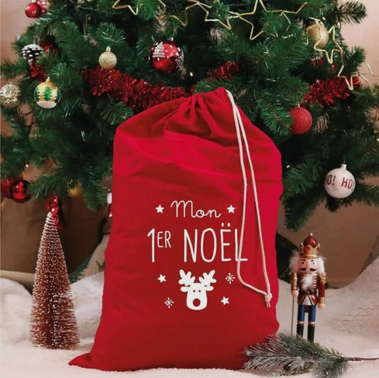 Hotte rouge de Noël - Mon premier Noël - Les ptites soeurs