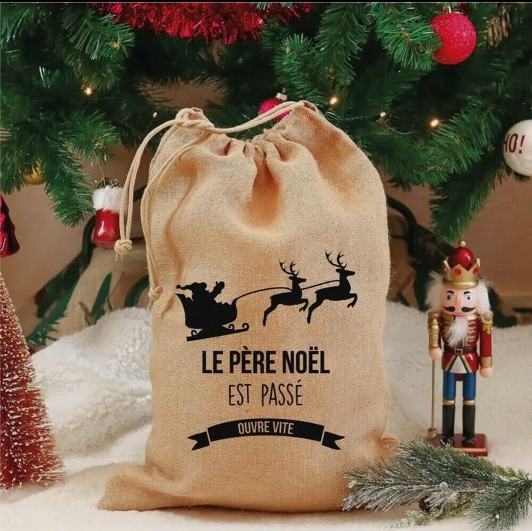 Emballage cadeaux Noël en jute - Traineau du Père Noël - Les ptites soeurs