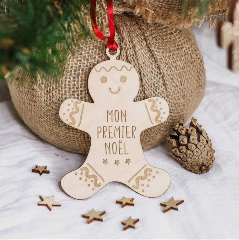 Boule de Noël "mon premier Noël" - Bonhomme en pain d'épices - Les ptites soeurs