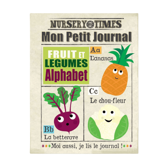 Journal bébé en tissu - l'alphabet fruits & légumes - Les ptites soeurs