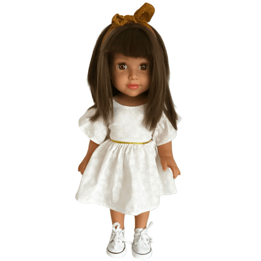 Poupée Sasha en robe blanche - Les ptites soeurs