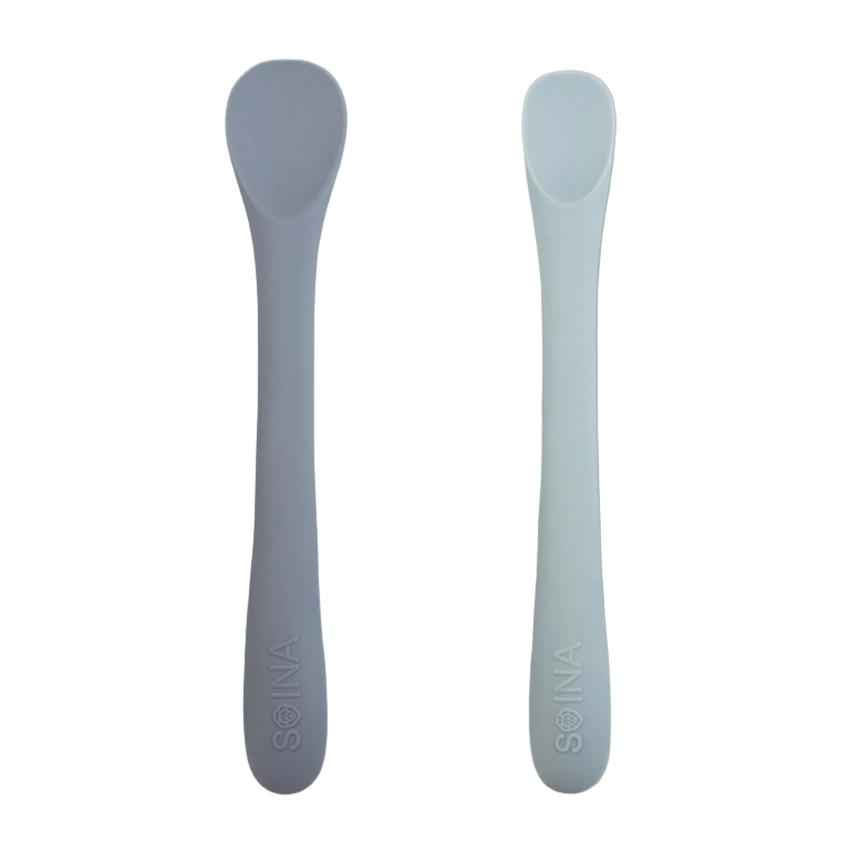 Lot de cuillères en silicone - bleues - Les ptites soeurs