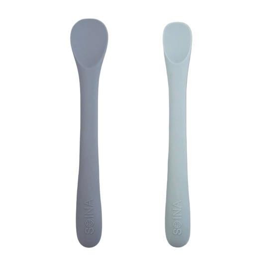 Lot de cuillères en silicone - bleues - Les ptites soeurs